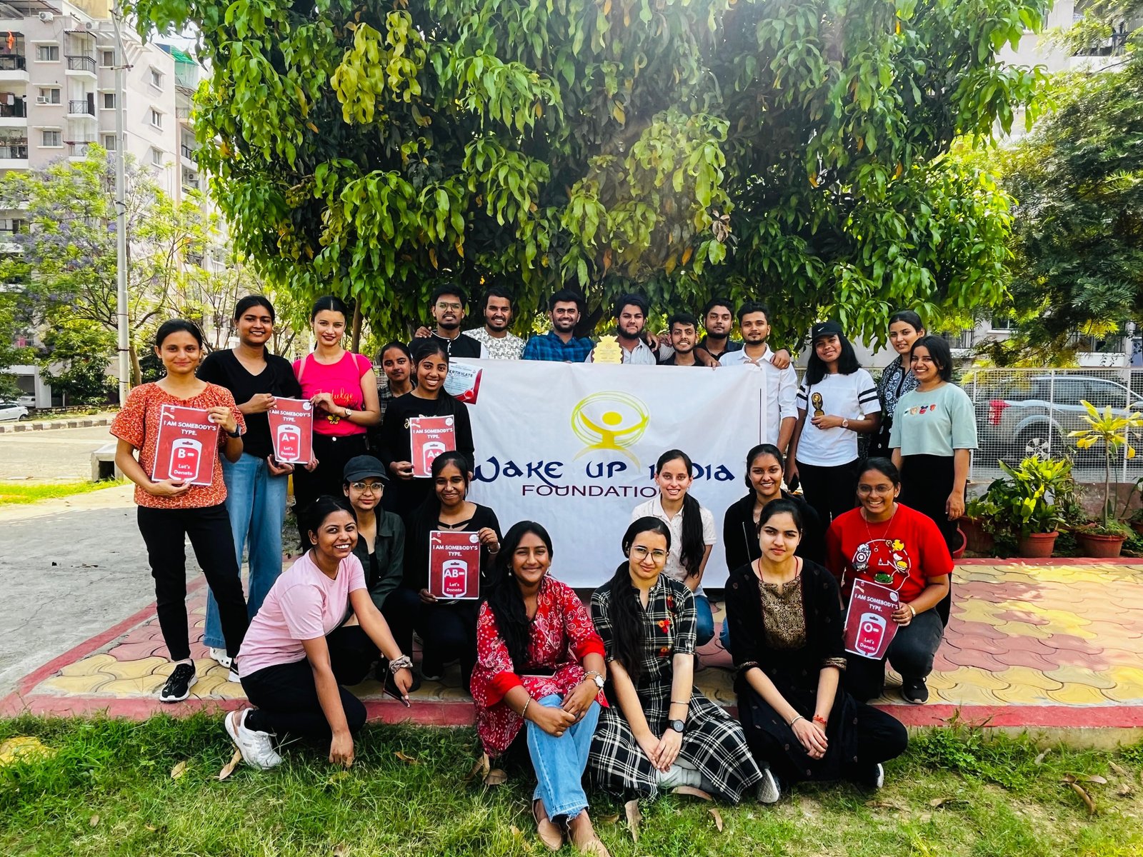 College students at charity drive